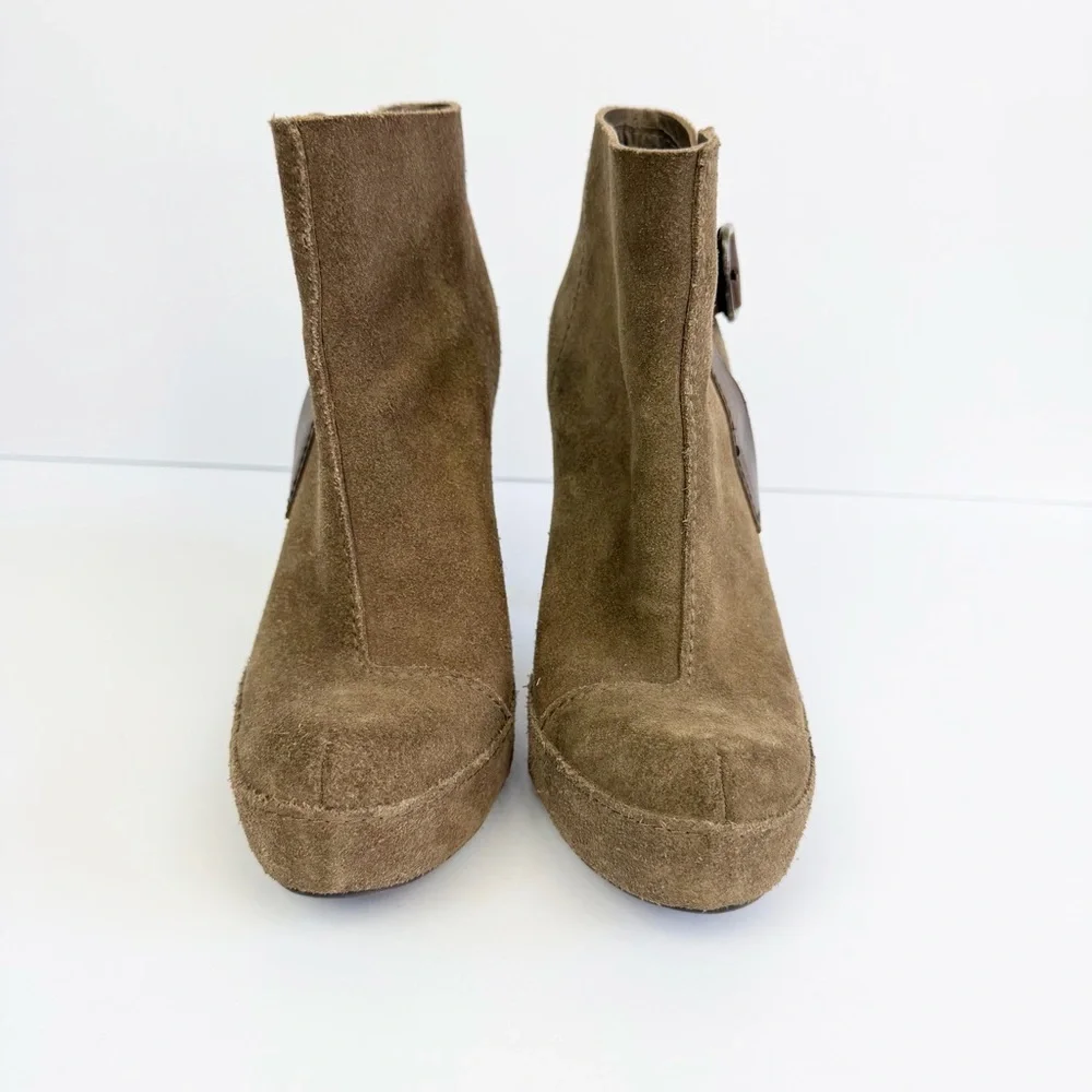 Pedro Garcia Charmy Ankle Boots Booties Suede Leather Platform Size 37.5 US 7.5